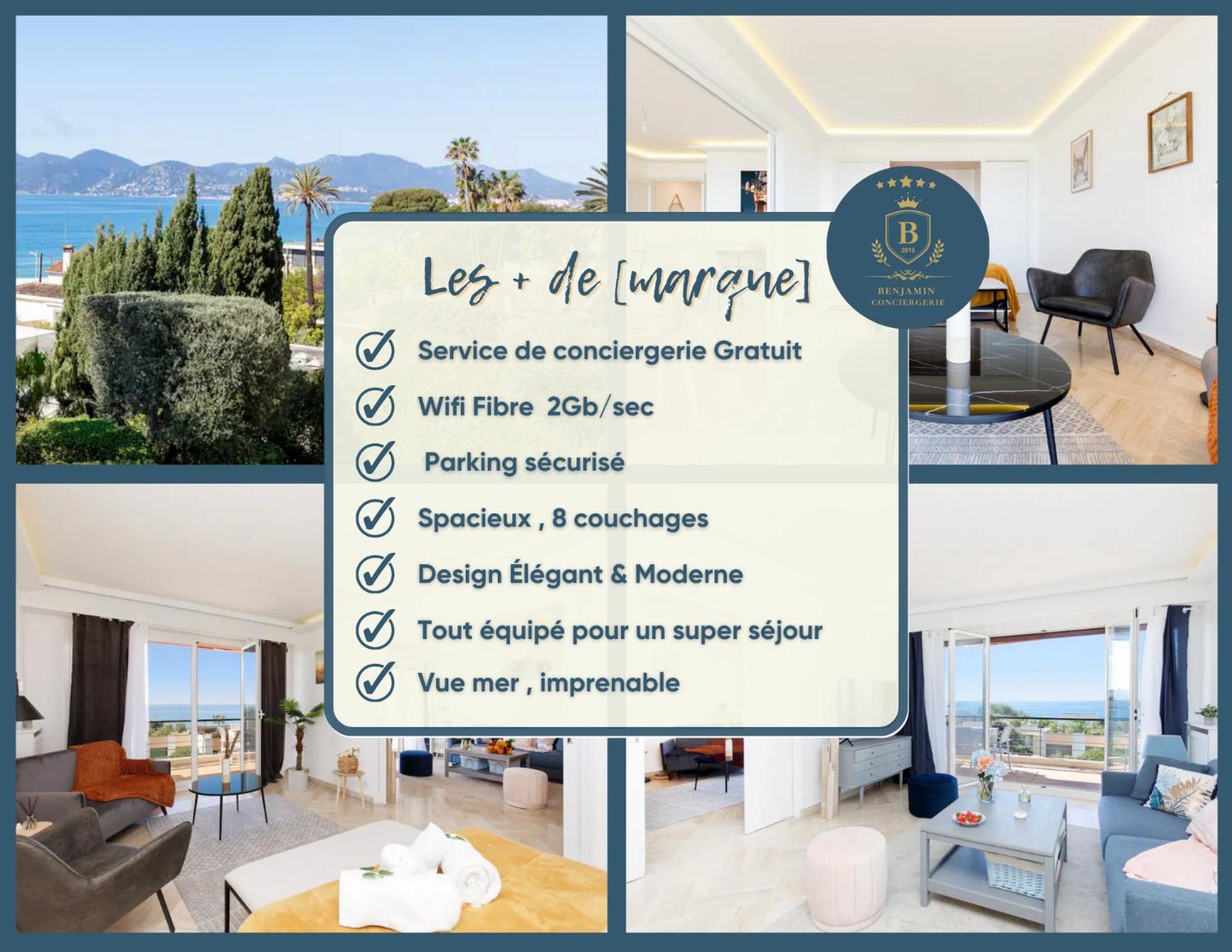 Suite Riviera - Sea View - Clim - 50M Plage - Residence De Standing - Spacieux 180 M2 - Parking Cannes Exteriör bild